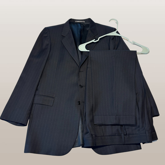 Hickey Freeman Other - HICKEY FREEMAN Boys 2 Piece Suit Blazer Jacket 20R Pant 30Wx26L Black Wool Suit